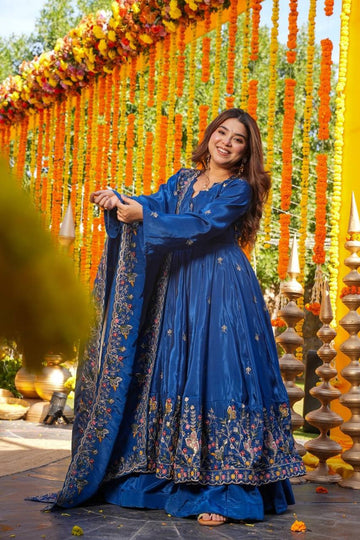 Luxury Floral Embroidered Anarkali Suit Set