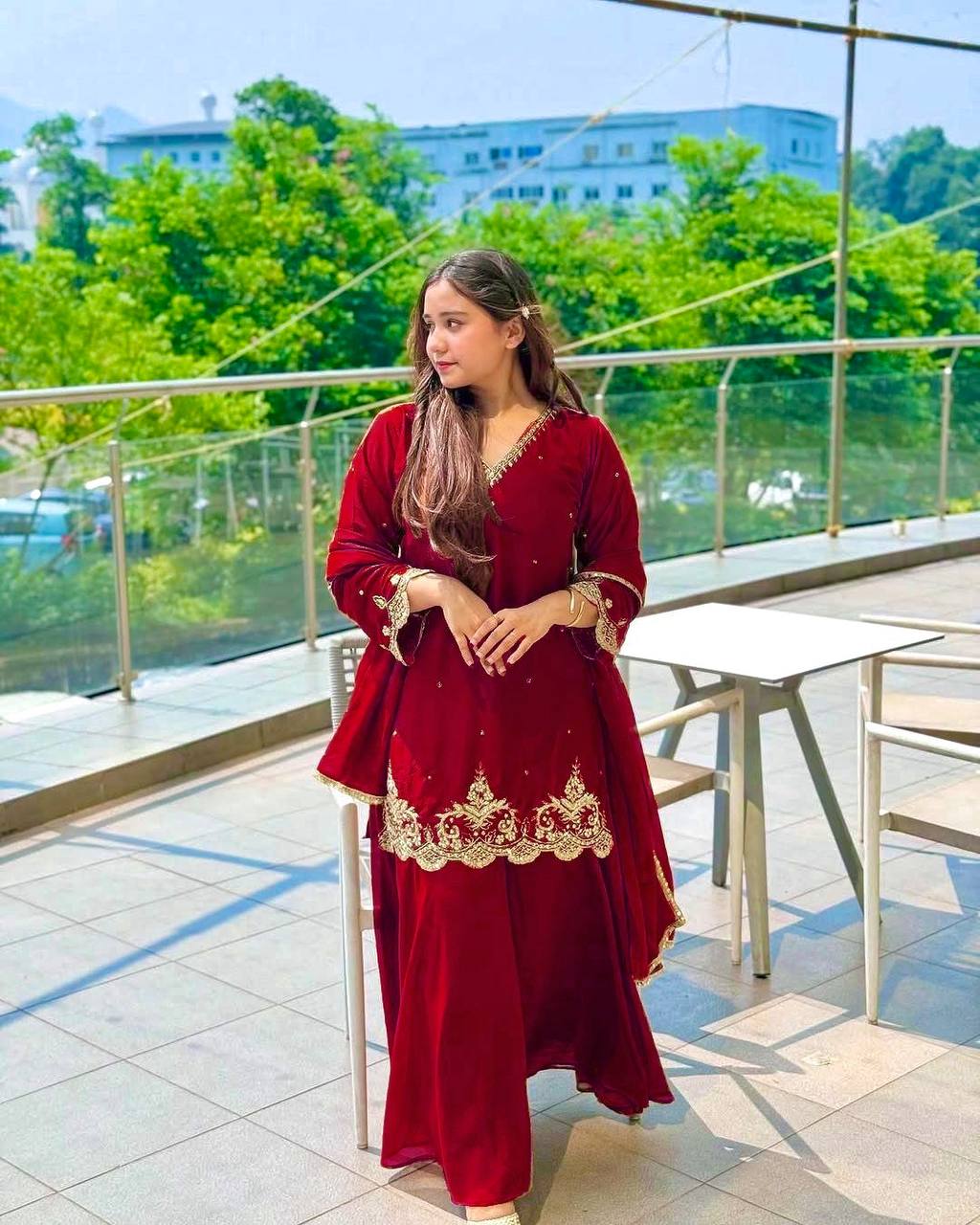 Presenting New Designer Party Wear Look Top-Plazzo and Dupatta With Heavy Embroidery Work