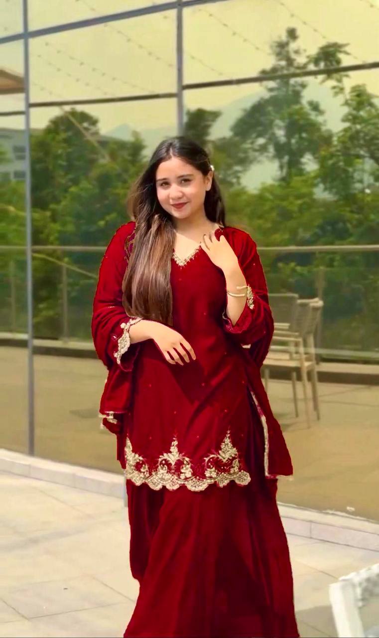 Presenting New Designer Party Wear Look Top-Plazzo and Dupatta With Heavy Embroidery Work