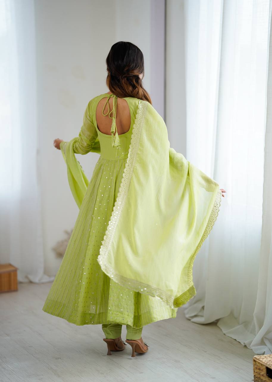 Women's Festive Embroidered Anarkali Dress with Dupatta