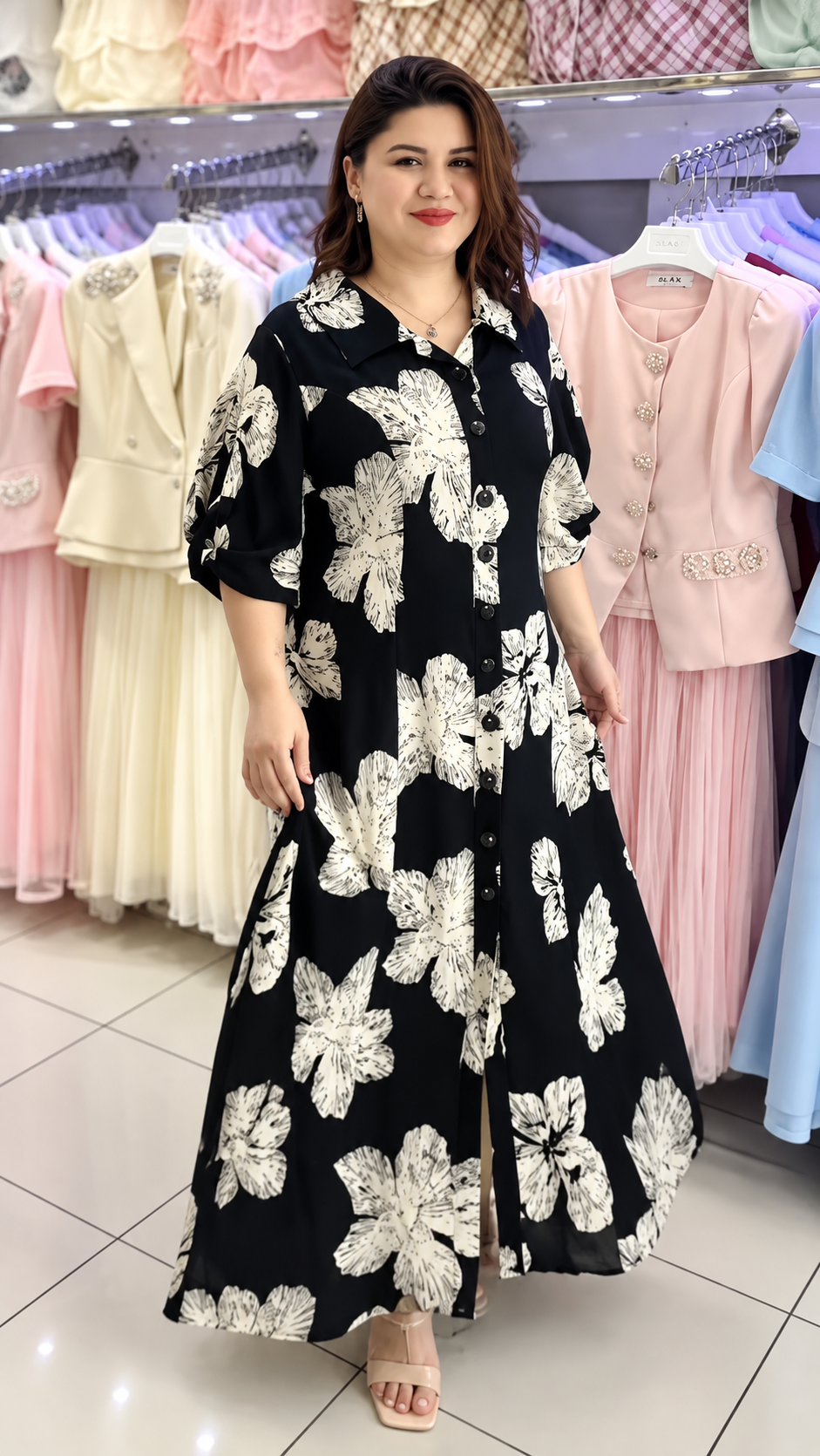 Celestra Black Floral Shirt Dress