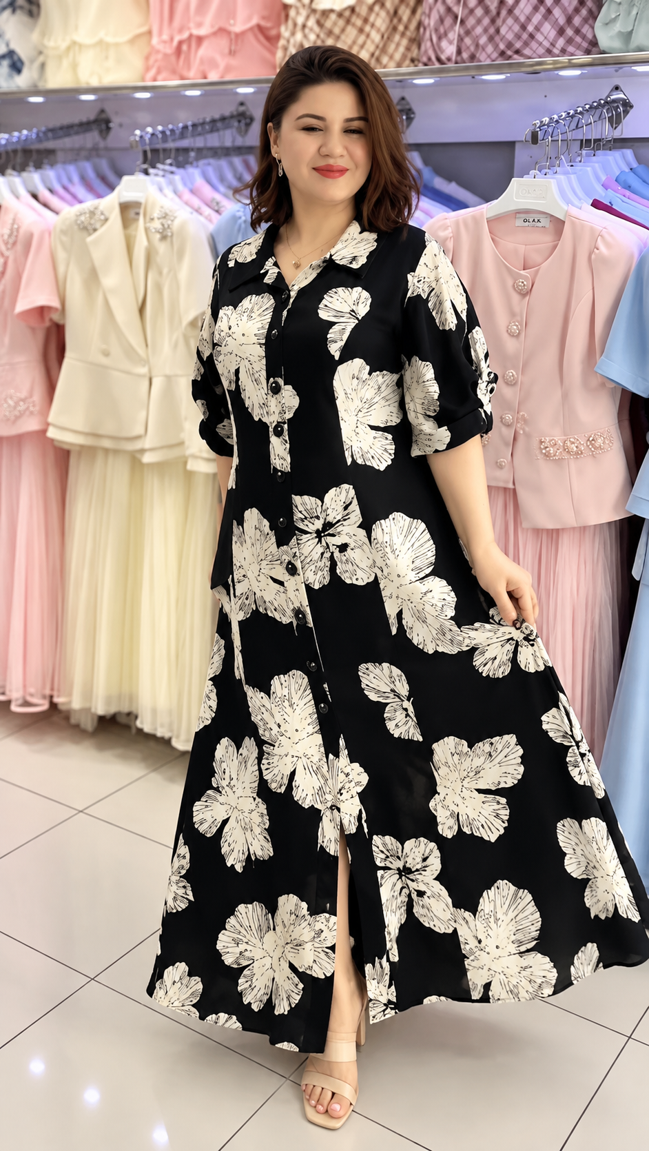 Celestra Black Floral Shirt Dress