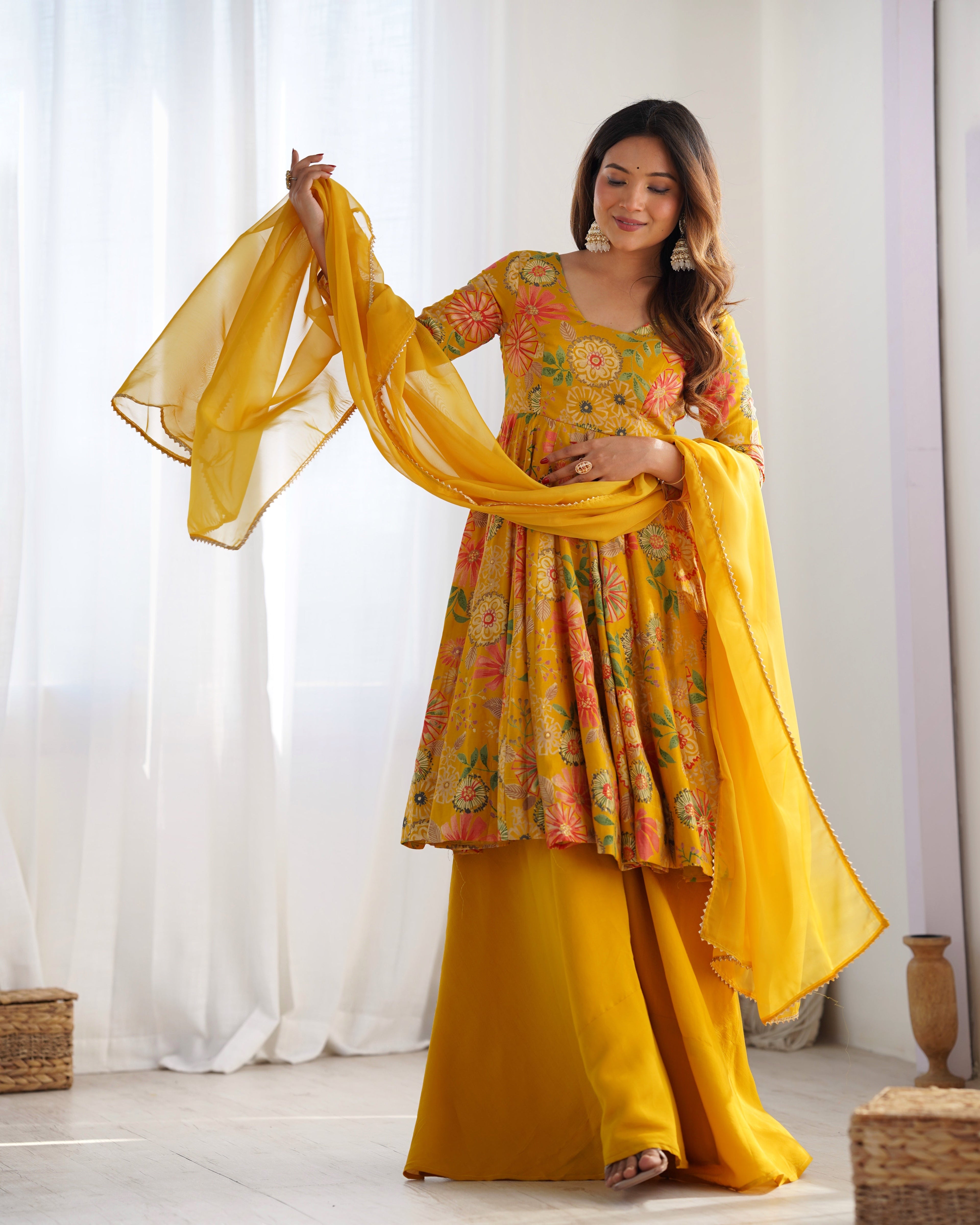 Beautiful Floral Design And Super Kurta Set
