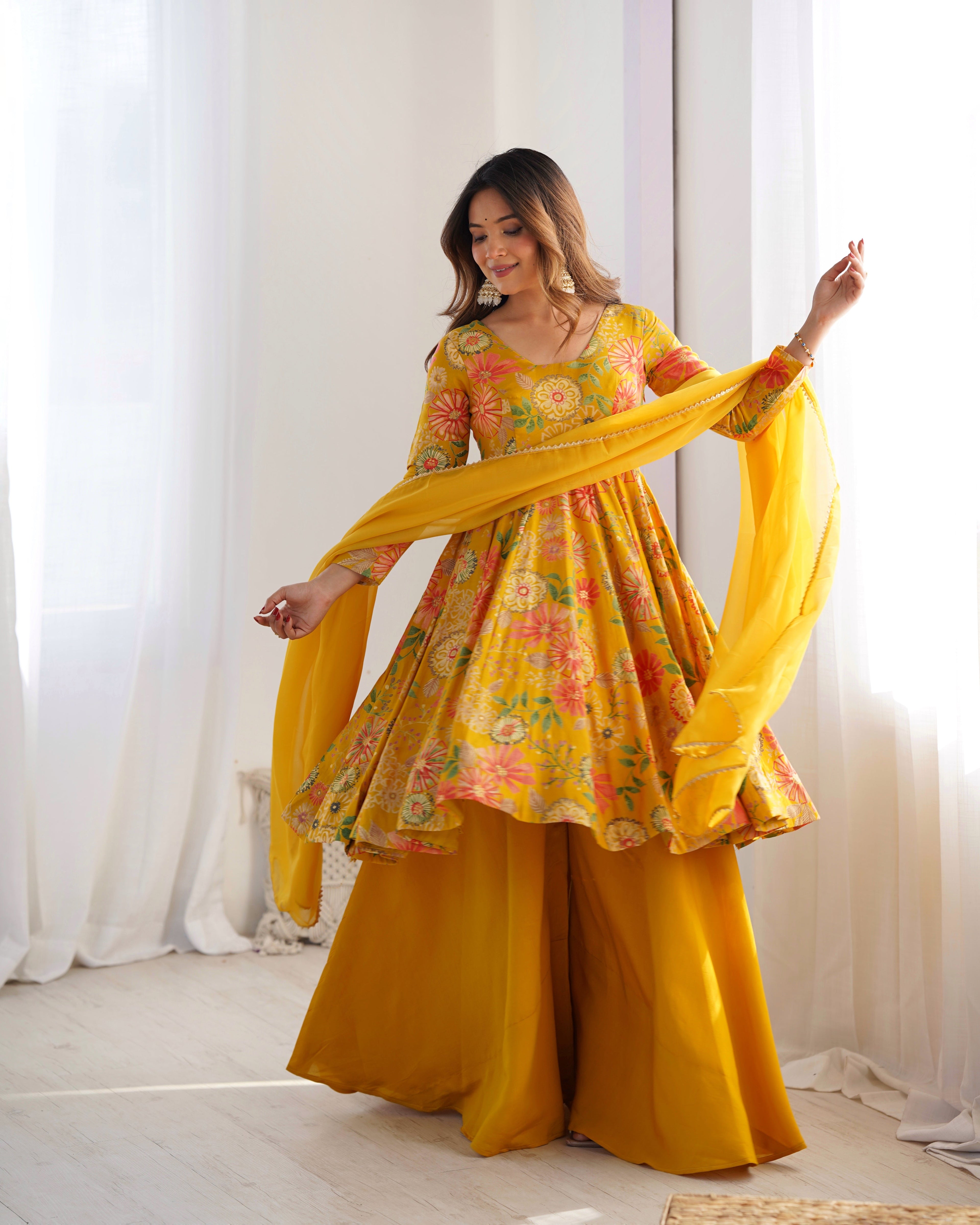 Beautiful Floral Design And Super Kurta Set