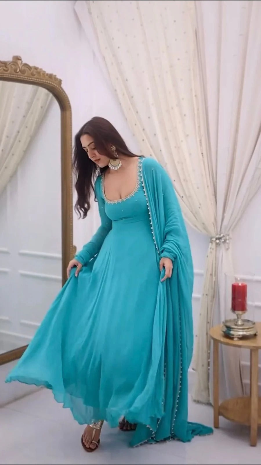 New Partywear Faux Georgette with Embroidery Work Anarkali Set