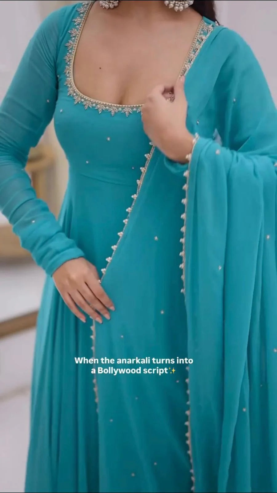 New Partywear Faux Georgette with Embroidery Work Anarkali Set