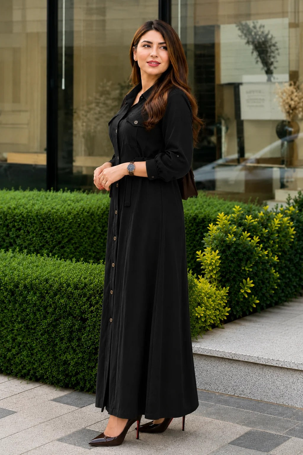 Women's Maxi Style Dress with Waist Belt | Casual & Office Wear