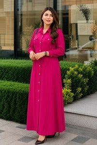 Women's Maxi Style Dress with Waist Belt | Casual & Office Wear