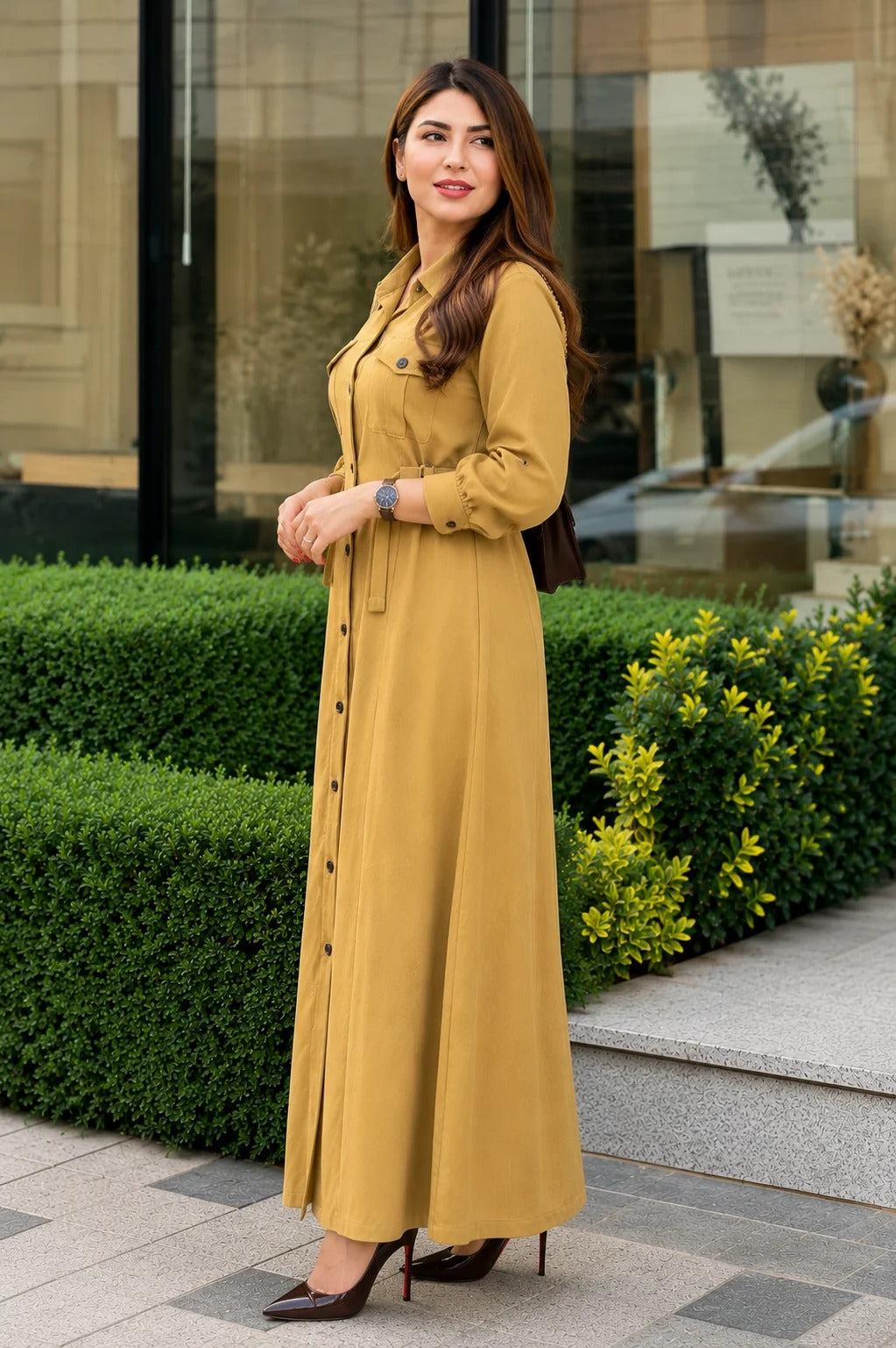 Women's Maxi Style Dress with Waist Belt | Casual & Office Wear